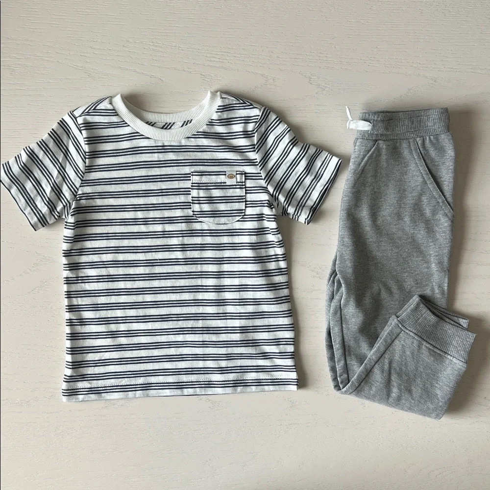 Flapdoodles Toddler Boy 3 Piece Set Bomber Jacket Joggers Football 2T 4T 5T